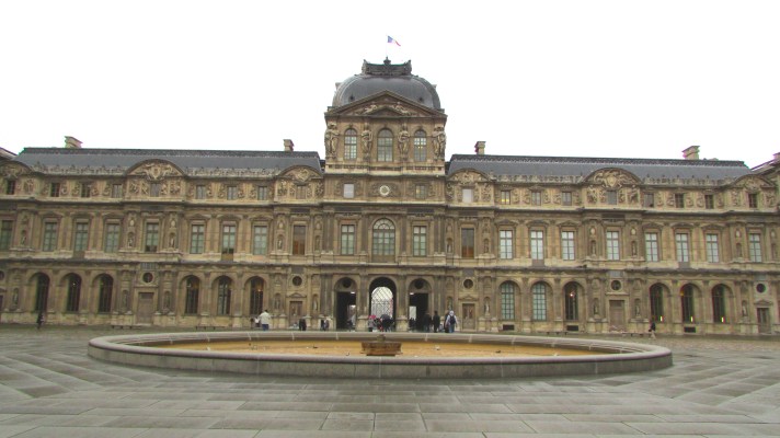 The courtyard of the Louvre Museum.